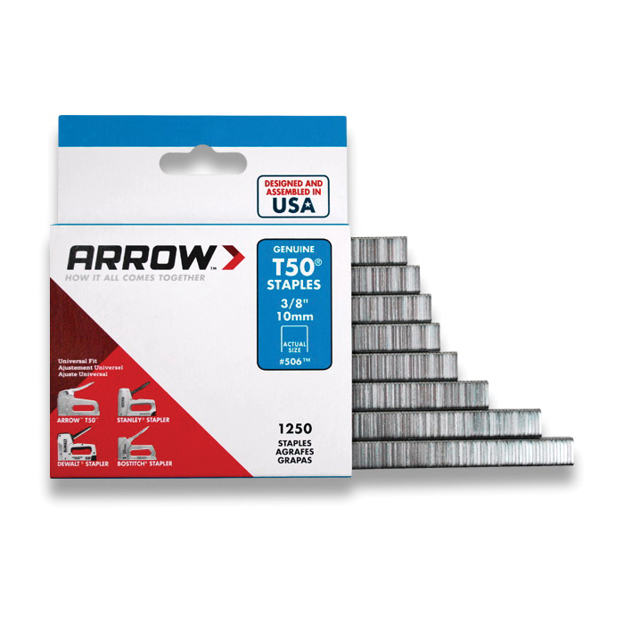 Arrow™ 50824 T50® Heavy Duty Staples, 1/2 in L Leg, 3/8 in W Crown, Steel