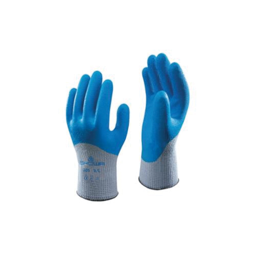 Atlas® by Showa Best 300XL-10 Lightweight General Purpose Gloves, Coated, Open Back/Straight Thumb Style, XL/SZ 10, Natural Rubber Latex Palm, Cotton/Polyester, Blue/Gray, Elastic/Knit Wrist Cuff, Natural Rubber Latex Coating, Seamless Knit Lining