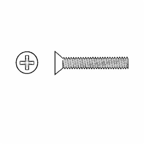 PFC 00401-0616-401 401 Machine Screw, #6-32, 1 in OAL, Steel, Flat Head, Zinc Blue, Phillips&reg; Drive