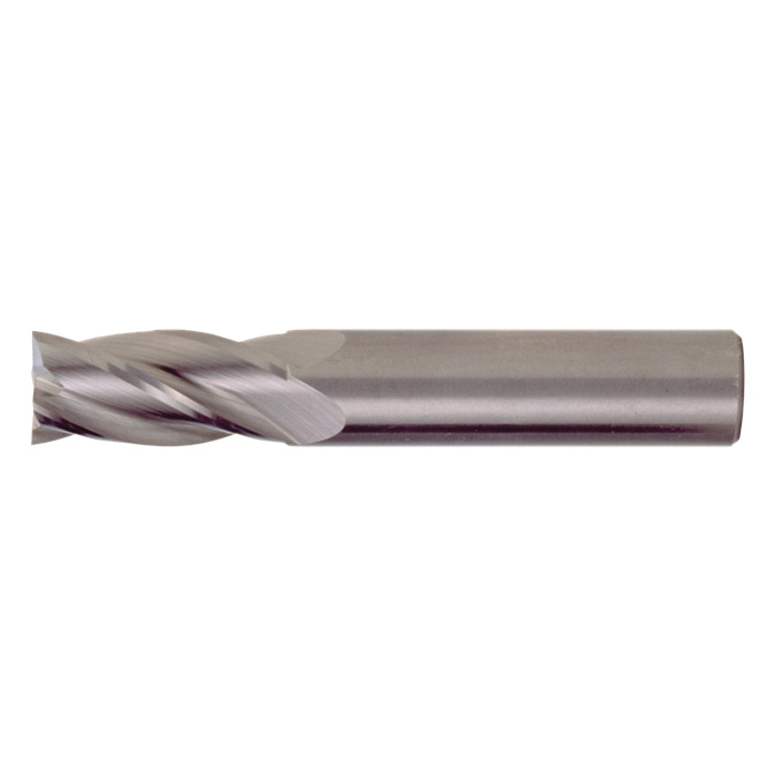 Bassett B00046 MSE-4 Center Cutting General Purpose Regular Length Single End Square End End Mill, 1 in Dia Cutter, 1-1/2 in Length of Cut, 4 Flutes, 1 in Dia Shank, 4 in OAL, TiAlN Coated
