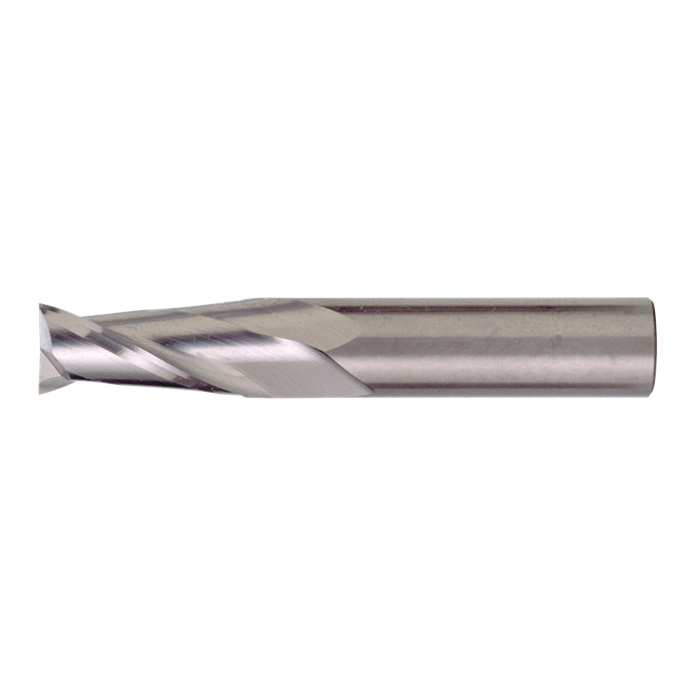 Bassett B00059 MSE-2 Center Cutting General Purpose Regular Length Single End Square End End Mill, 11/64 in Dia Cutter, 5/8 in Length of Cut, 2 Flutes, 3/16 in Dia Shank, 2 in OAL, TiAlN Coated