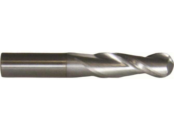 Bassett B01359 MSE-2B-TC End Mill, 0.25 in Dia Cutter, 1.125 in Length of Cut, (2) Flutes, 0.25 in Dia Shank, 3 in OAL, TiCN