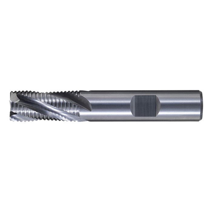 Bassett B03348 MRS Center Cutting Coarse Regular Length Single End Square End High Performance End Mill, 3/4 in Dia Cutter, 1-1/2 in Length of Cut, 4 Flutes, 3/4 in Dia Shank, 4 in OAL, TiCN Coated