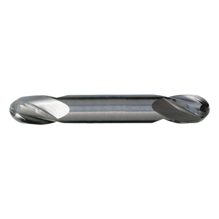 Bassett B69534 MDE-4B Ball Nose Center Cutting Double End General Purpose Regular Length End Mill, 5/16 in Dia Cutter, 3/4 in Length of Cut, 4 Flutes, 3/8 in Dia Shank, 3-1/2 in OAL, TiAlN Coated