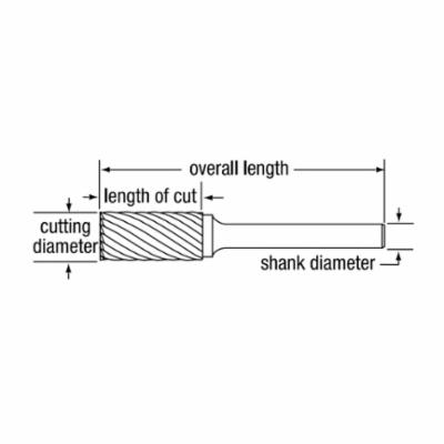 Bassett B54847 BAE Coated Abrasive Disc, End Cut End, Cylindrical Head, 1/4 in Dia Head, 5/8 in L of Cut, 2 in OAL, Double Cut