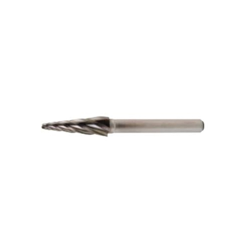 Bassett B55885 BL Series Carbide Burr, Radius End, Taper Head, 5/8 in Dia Head, 1-5/16 in L of Cut, 3-3/16 in OAL, Aluminum Cut