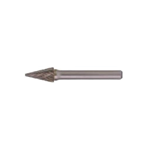 Bassett B55191 BM Series Carbide Burr, Pointed End, Cone Head, 1/4 in Dia Head, 1/2 in L of Cut, 2 in OAL, Double Cut