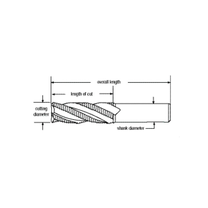 Bassett B71083 TMM Helical Flute Thread Mill, M16x2 Thread, 88.9 mm OAL, 5 Flutes, 12.7 mm Dia Shank