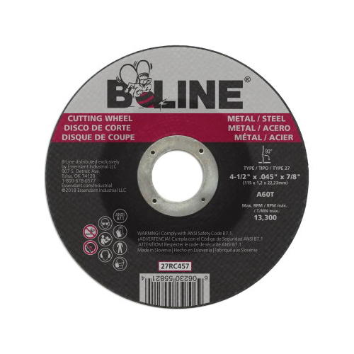 Bee Line® 45A27M Flexible Depressed Center Wheel, 4-1/2 in Dia x 1/8 in THK, 7/8 in Center Hole, 30 Grit, Aluminum Oxide Abrasive