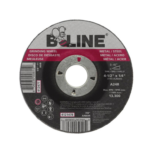 Bee Line® 27RC457 Depressed Center Cut-Off Wheel, 4-1/2 in Dia x 0.045 in THK, 7/8 in Center Hole, 46 Grit, Aluminum Oxide Abrasive