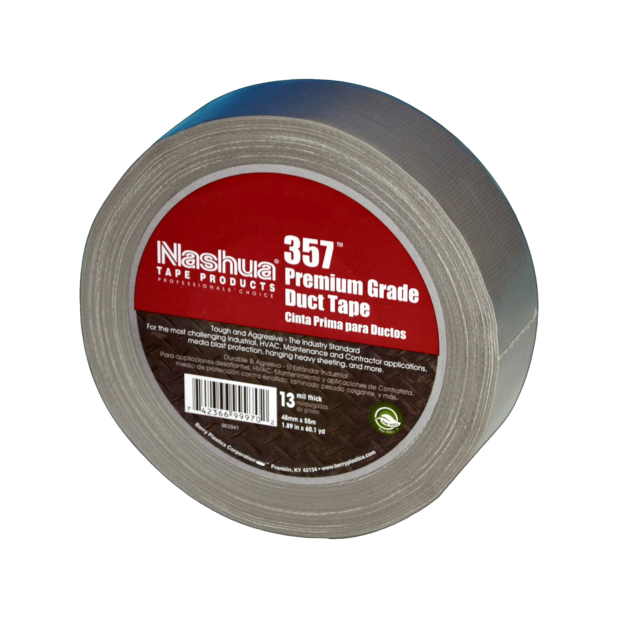 3M™ 051111-07817 Metalized Flexible Duct Tape, 109.6 m L x 48 mm W, 3.1 mil THK, Acrylic Adhesive, Polypropylene Backing, Silver
