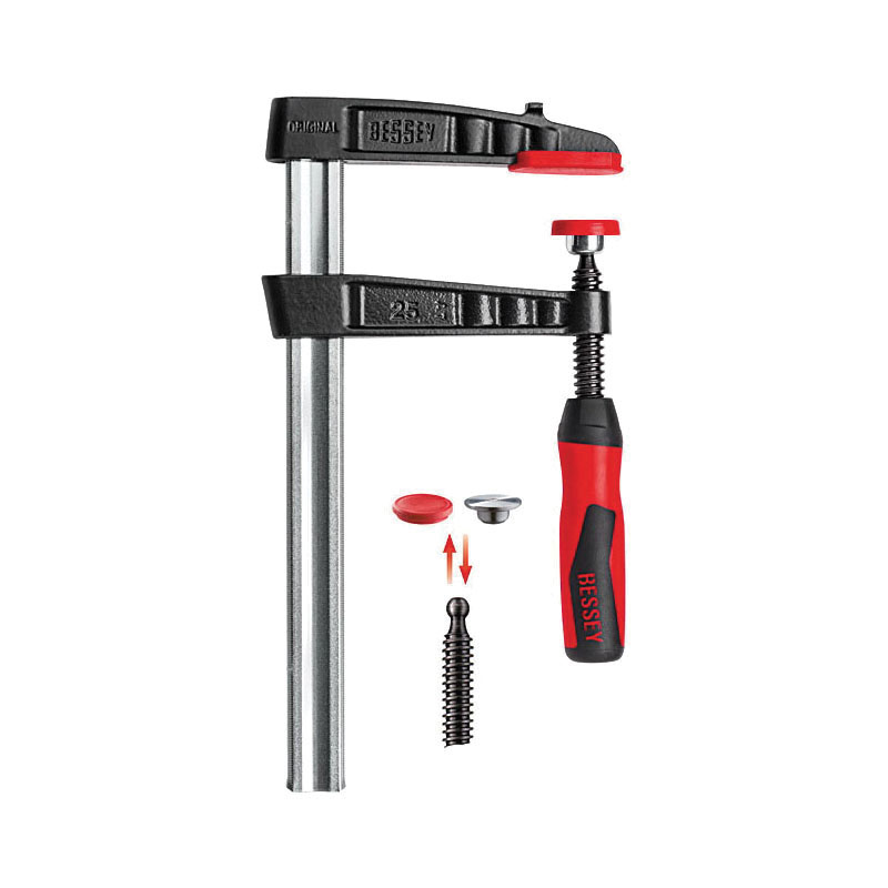 Bessey&reg; TGJ2.524+2K Light Duty F-Style Bar Clamp, 2-1/2 in D Throat, 24 in Clamping, Replaceable Swivel