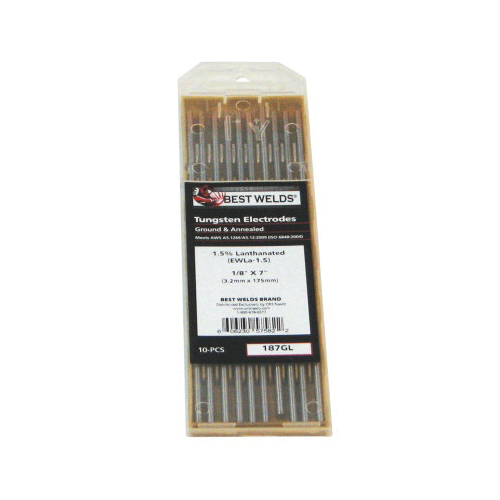 Best Welds® 187GE3 Tungsten Electrode, 1/8 in Dia x 7 in L, Solid Form