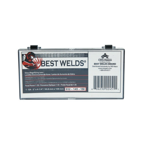 Best Welds&reg; 932-146-125 Rectangular Magnifier Plate, Clear, Polycarbonate, 2 in W