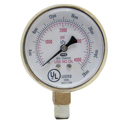 Best Welds® B25400 Replacement Gauge, 400 psi Pressure, 1/4 in NPT Connection, 2-1/2 in Dia Dial, +/- 3-2-3 % Accuracy
