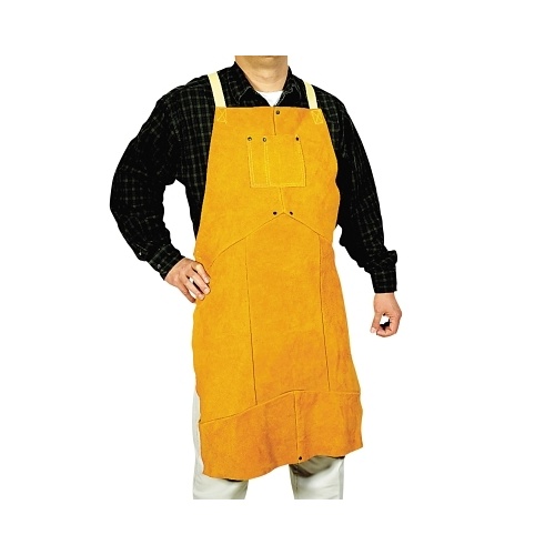 Ironcat&reg; 7012/24 Welding Apron, 24 in L x 24 in W, Kevlar&reg;/Leather, Yellow, Buckle Closure, Sewn Seam