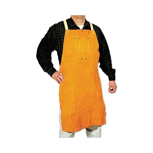 Steiner&reg; Weldlite&trade; 10325 Bib Apron, 36 in L x 24 in W, Cotton, Green, Shoulder and Waist Strap Closure, Over Lock Seam