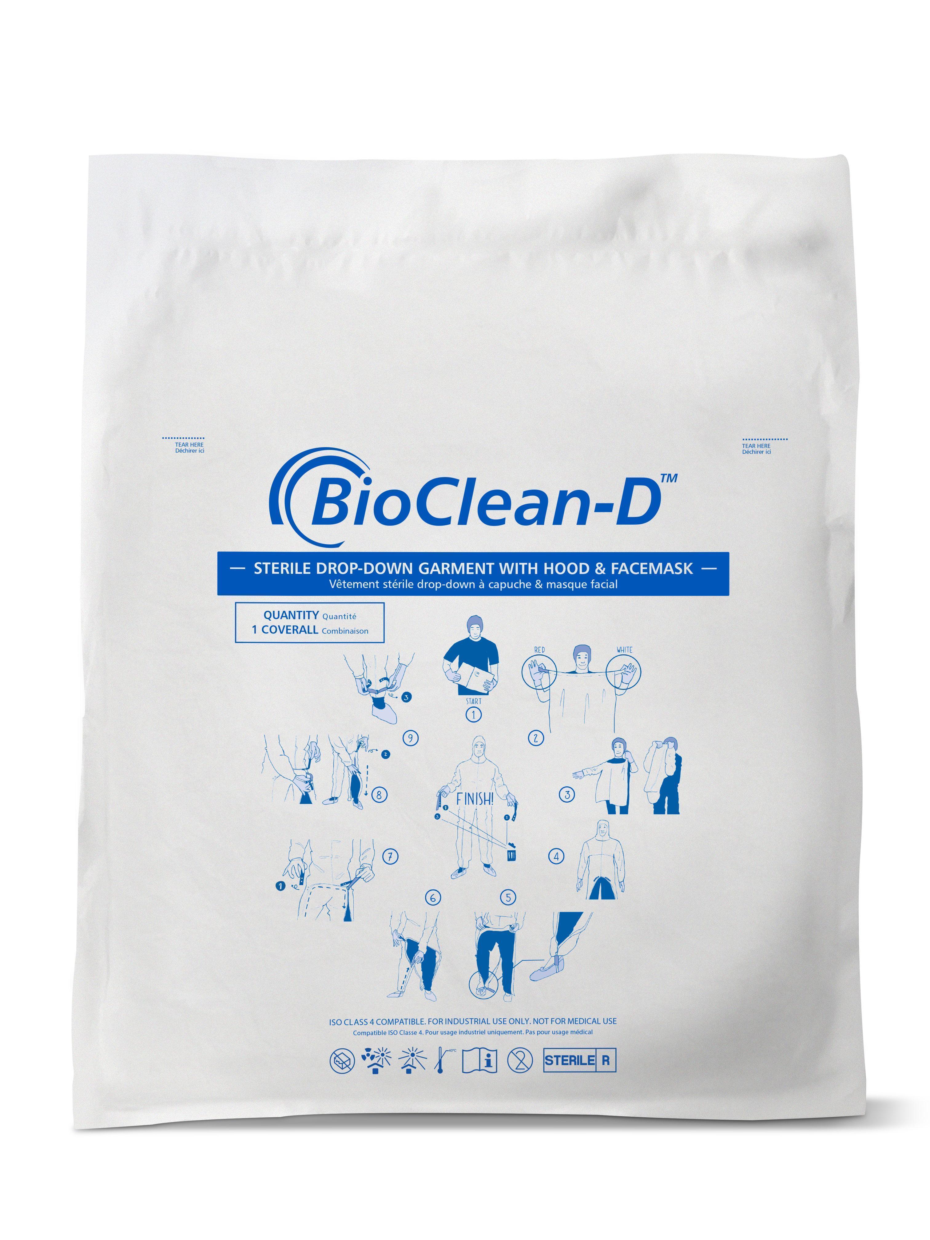 BioClean&trade; S-BDSH-5XL S-BDSH Drop-Down Cleanroom Coverall, 5XL, White, Polyethylene/Non-Woven Polypropylene Laminate, 54 to 56 in Chest
