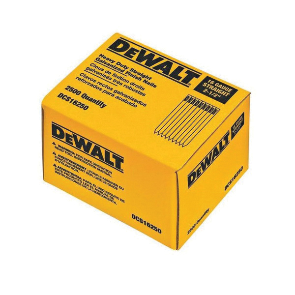 product DeWALT® DCA16250 20 deg Heavy Duty Finishing Nail, 2-1/2 in L, Bright, Steel, Chisel Point
