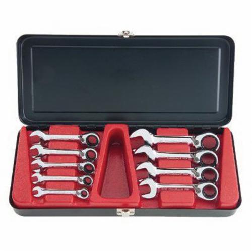 Blackhawk&trade; by Proto&reg; BW-2250R Ratcheting Reversible Stubby Length Combination Wrench Set, SAE, 9 Pieces, 1/4 to 3/4 in, Full Polished