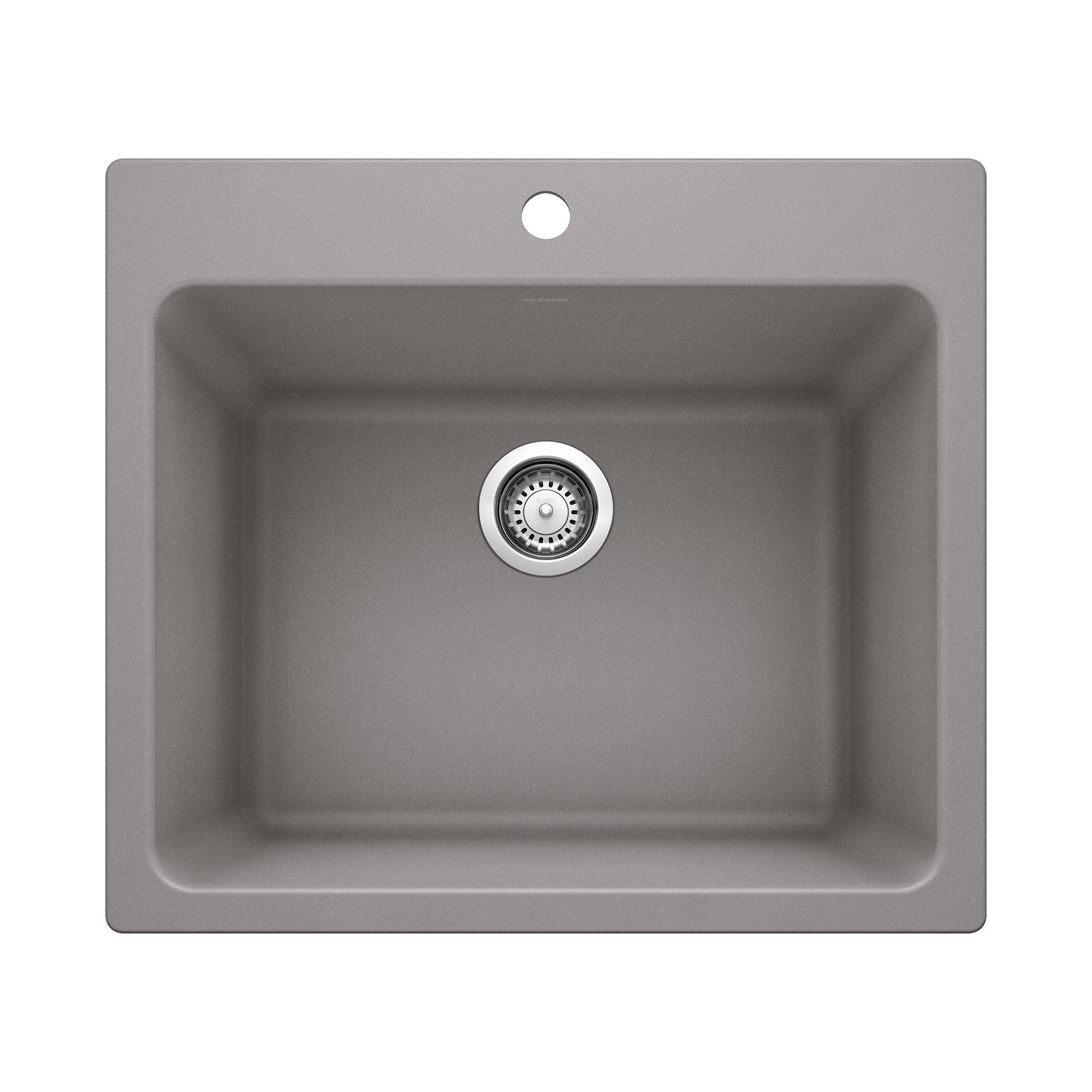 Blanco 401924 LIVEN™ SILGRANIT® Laundry Sink, Rectangle Shape, 25 in W x 22 in H, Drop-In/Under Mount, Granite, Metallic Gray