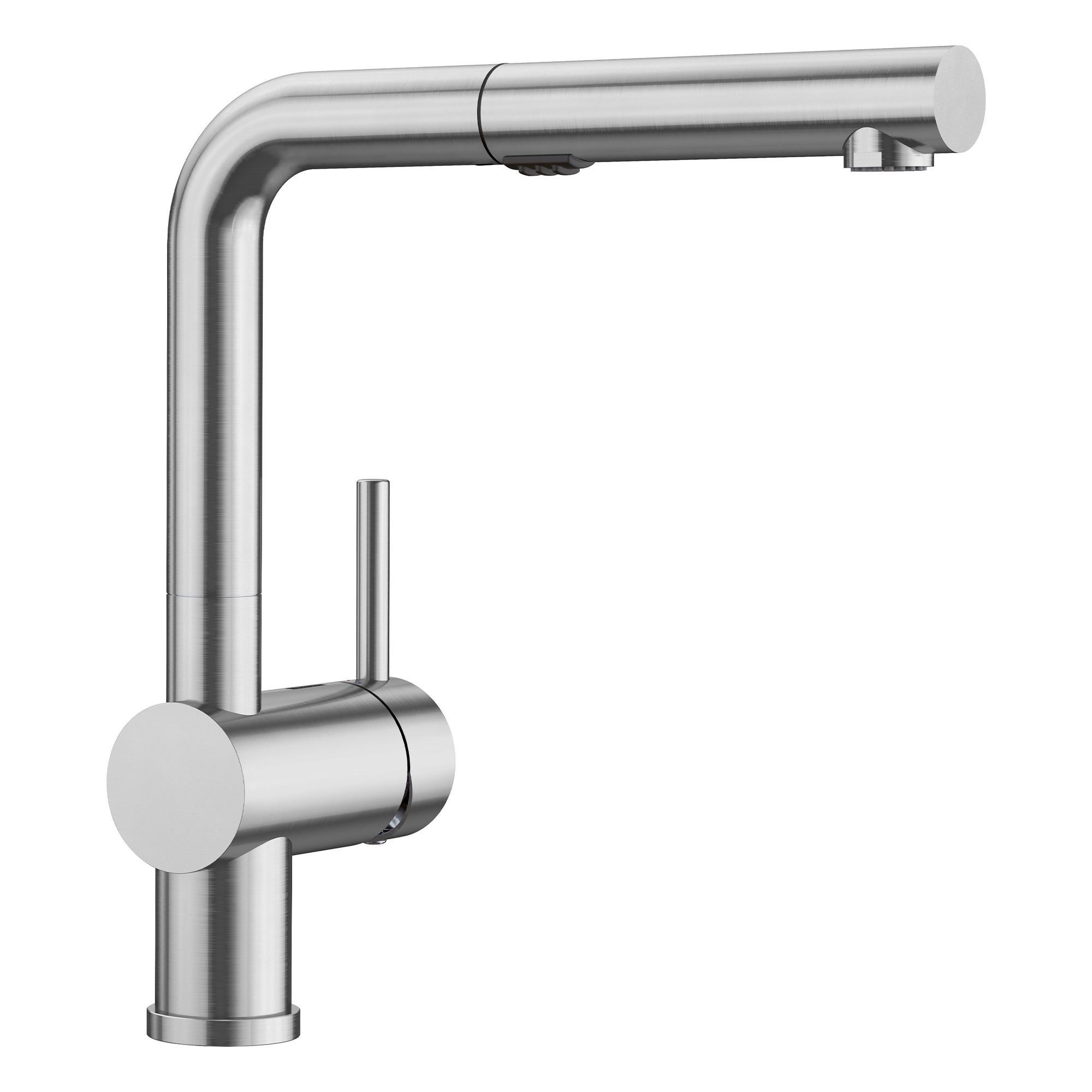 Blanco 526366 LINUS™ Kitchen Faucet, 1.5 gpm Flow Rate, 160 deg Swivel Pull-Out Spout, PVD Steel, 1 Handle, 1 Faucet Hole, Import