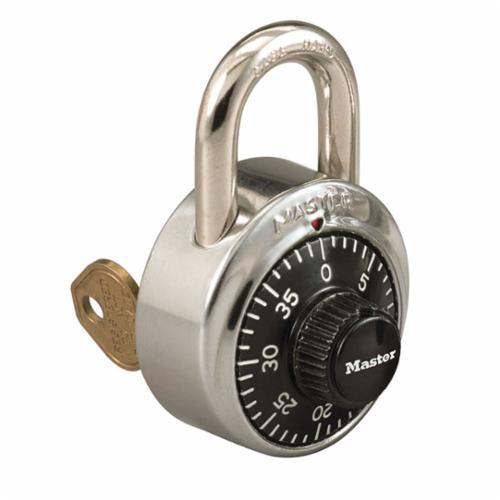 Master Lock® 1502LH 1-Stage General Security Combination Safety Padlock With 2 in Shackle, Keyless Key, 9/32 in Shackle, Stainless Steel Body, Anti-Shim Technology Locking
