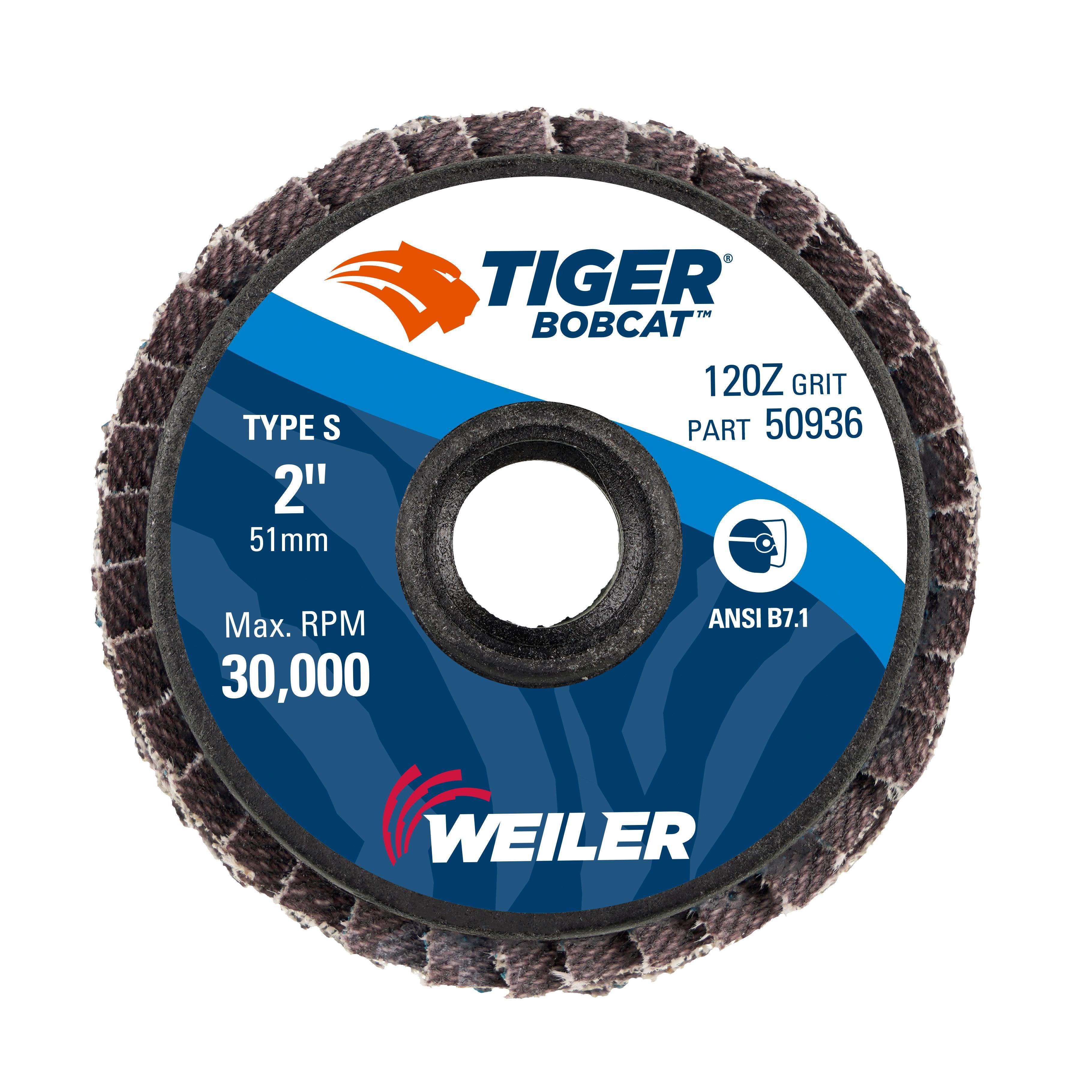 BobCat™ 50935 Mini Coated Abrasive Flap Disc, 2 in Dia Disc, 1/4 in Center Hole, 80 Grit, Medium Grade, Zirconia Alumina Abrasive, Type 27 Flat Disc