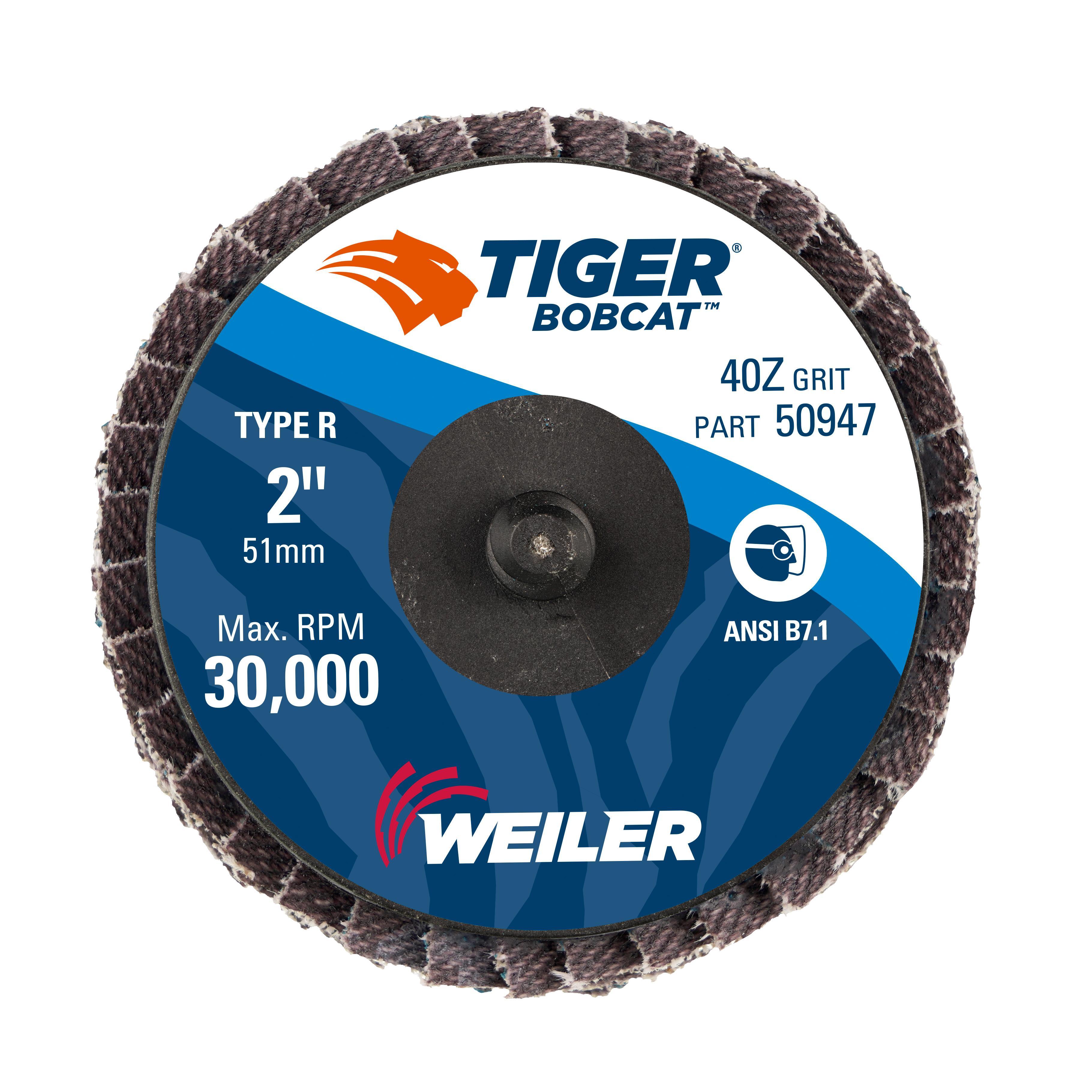 BobCat&trade; 50935 Mini Coated Abrasive Flap Disc, 2 in Dia Disc, 1/4 in Center Hole, 80 Grit, Medium Grade, Zirconia Alumina Abrasive, Type 27 Flat Disc