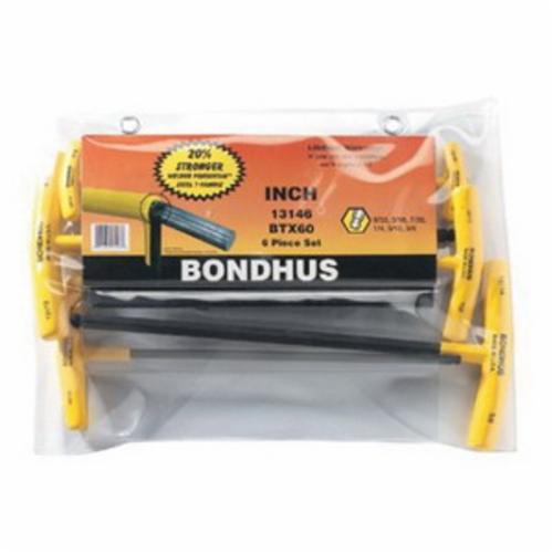 Bondhus&reg; 13146 Graduated Length Key Set, 6 Pieces, 5/32 to 3/8 in Hex, Ergonomic T-Handle Handle, Protanium&reg; High Torque Steel, ProGuard&trade;