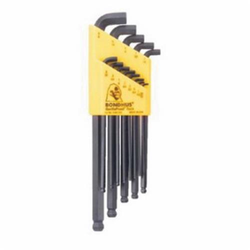 Proto® J4984 Short Arm Hex Key Set, 9 Pieces, 1.5 to 10 mm Hex, L-Handle Handle, ANSI B18.3.2M, Alloy Steel, Black Oxide