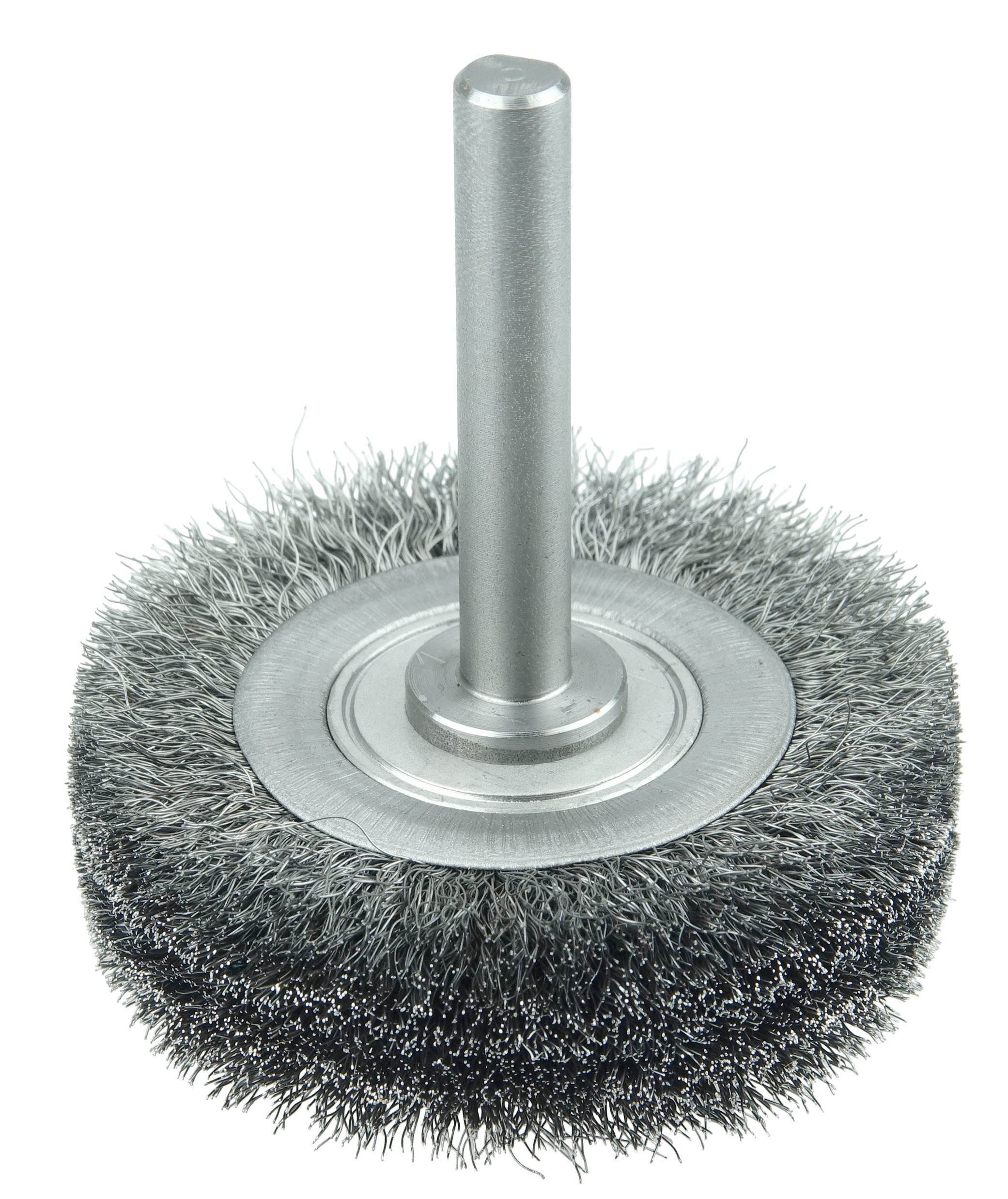 Bore-Rx&trade; 86124 Composite Wheel Brush, 6 in Dia Brush, 3/4 in W Face, 0.043 in Dia Crimped/Round Filament/Wire, 2 in Arbor Hole