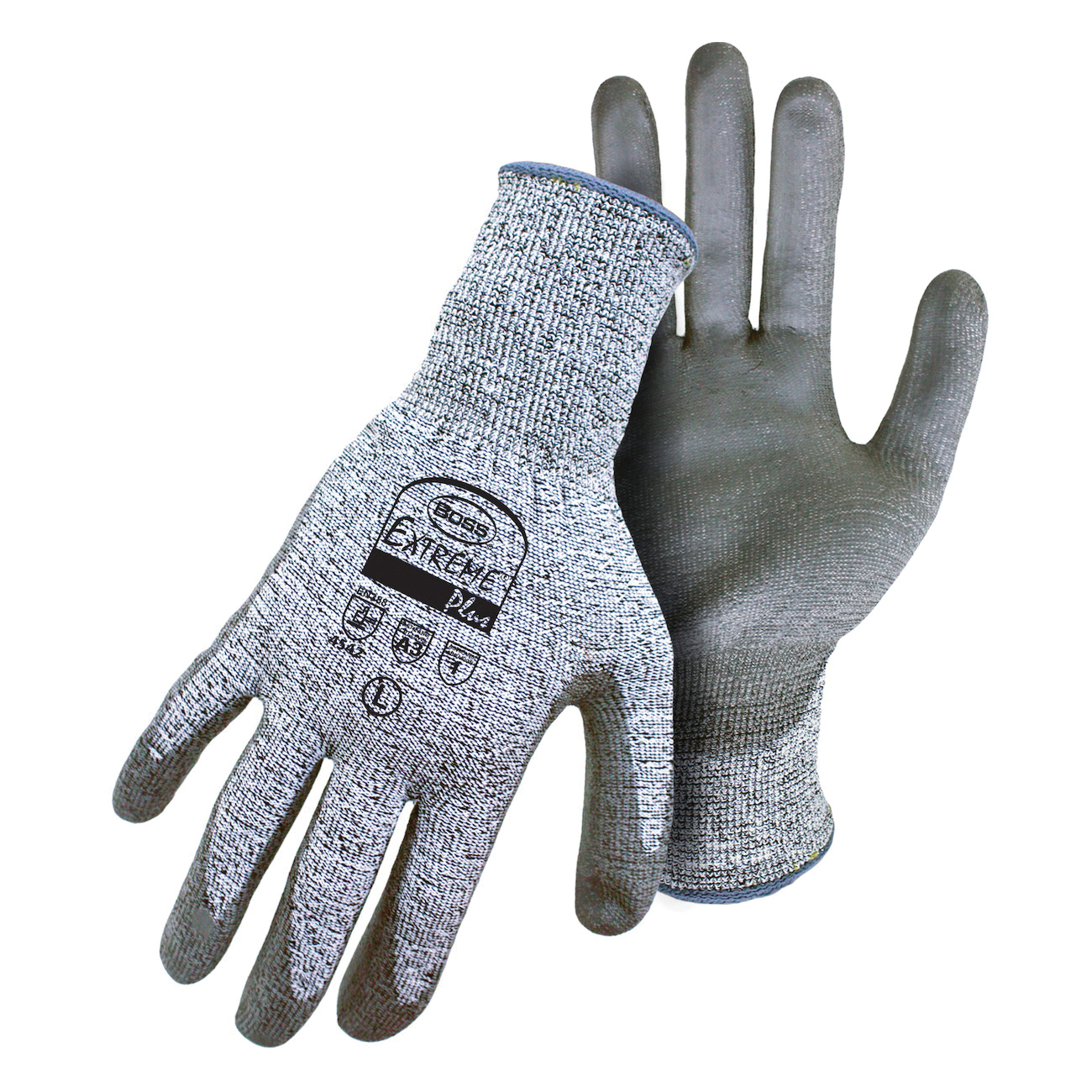 Boss&reg; 1CF70002X 1CF7000 Cut-Resistant Gloves, 2XL, Glass Fiber/HPPE/Polyester/Spandex&reg;, Knit Wrist Cuff, Resists: Abrasion, Cut, Puncture and Tear, ANSI Cut-Resistance Level: A3, ANSI Puncture-Resistance Level: A2