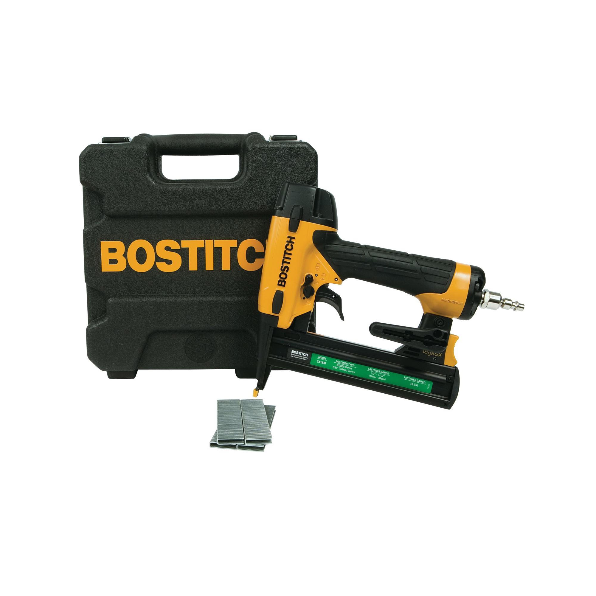 Bostitch&reg; SX1838K Lightweight Straight Angle Stapler Kit, 7/32 in Crown, 100 Staple, 70 to 120 psi