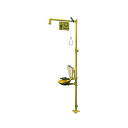 Bradley&reg; SpinTec&trade; Halo&trade; S19314PDCFW Combination Drench Shower and Eye/Face Wash Unit, Plastic Eyewash Bowl, Plastic Shower Head, Floor Mount, Pull Rod/Push Handle Operation, ANSI/ISEA Z358.1, EN 15154-2, EN 15154-1, UL Listed