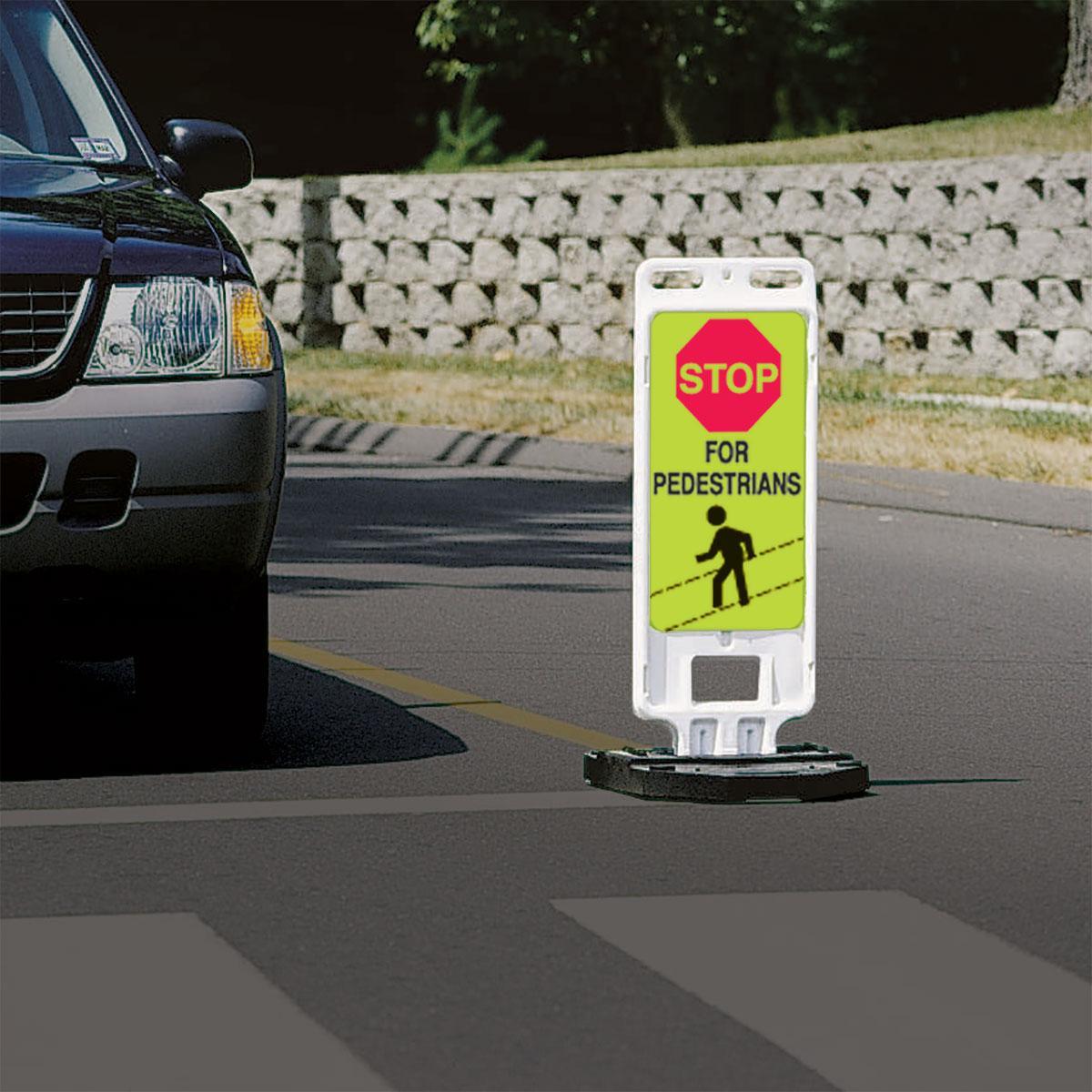 Brady&reg; 103709 Rectangular Crosswalk Safety System, Symbol/Text, B-959 Aluminum, Fastened Mount, 40 in H x 14 in W, Black/Green/Red on White