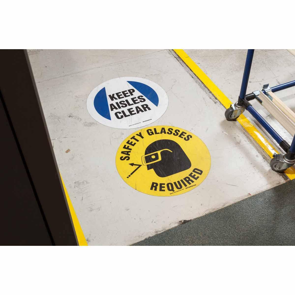 Brady® 97613 Circular Laminated Personal Protection (PPE) Sign, 17 in H x 17 in W, Black on Yellow, B-819 Vinyl, Adhesive Mount