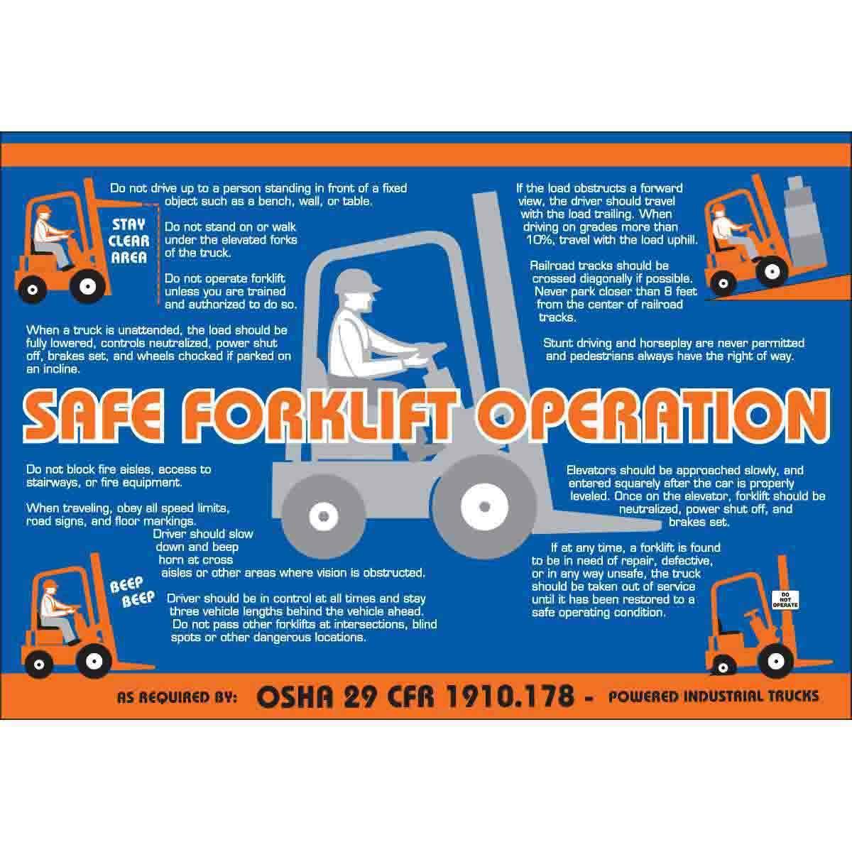 Brady&reg; 105617 Laminated Rectangular Safety Wall Chart, English, [SAFE FORKLIFT OPERATION], 20 in L x 29 in W