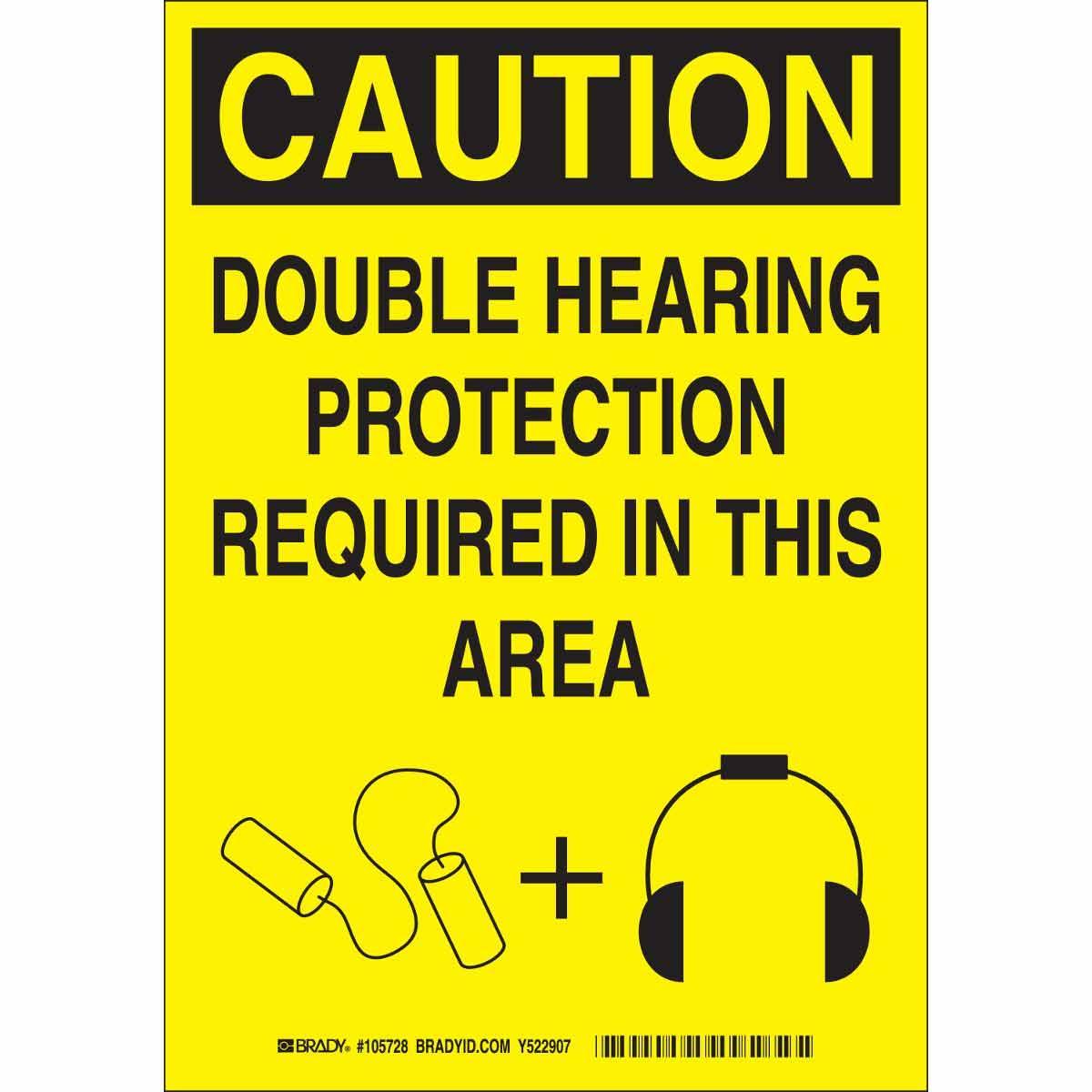 Brady® 143993 Rectangular Machine and Equipment Sign, CAUTION, 10 in H x 14 in W, Black/Yellow on White, B-555 Aluminum, Fastened Mount