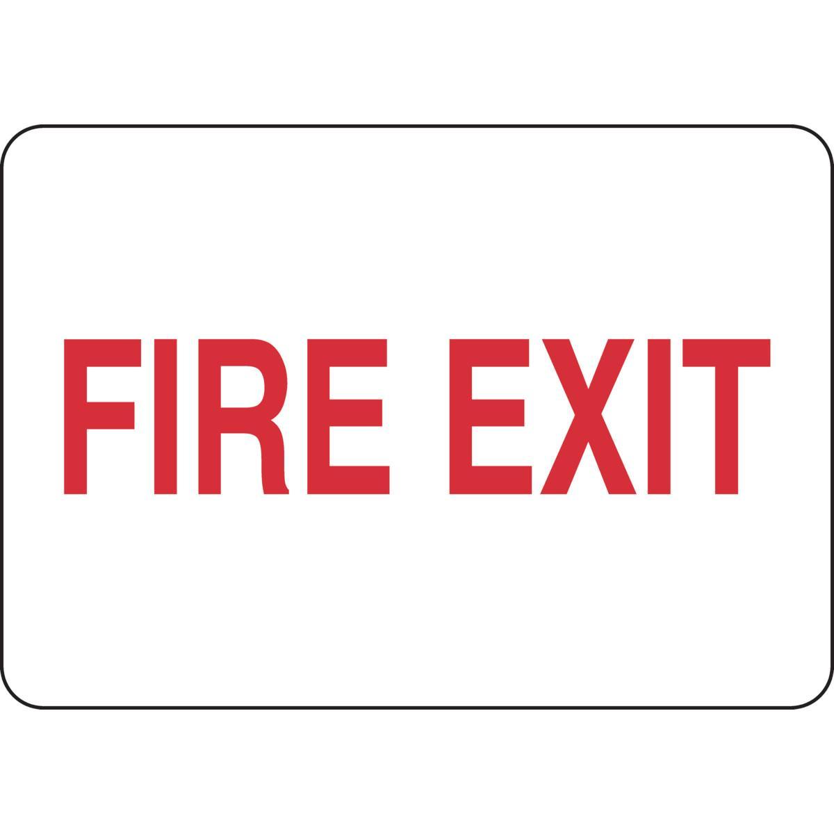 Brady&reg; 22495 Rectangular Exit and Directional Sign, No Header, 10 in H x 14 in W, Red on White, B-401 High Impact Polystyrene, Fastened Mount
