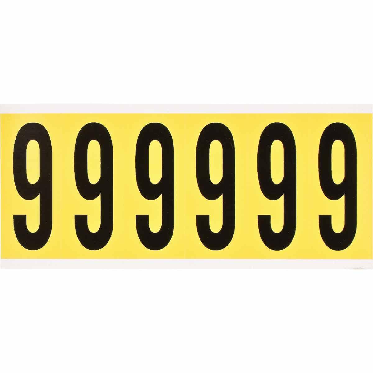 Brady® 1550-0 Non-Reflective Number Label, Black 0 Character, 2.938 in H, Yellow Background, B-946 Vinyl