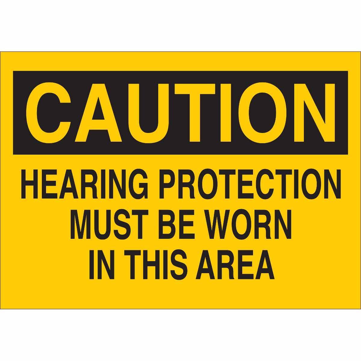 Brady&reg; 122616 Laminated Rectangular Personal Protection (PPE) Sign, CAUTION, 10 in H x 14 in W, Black on Yellow, B-302 Polyester, Adhesive Mount