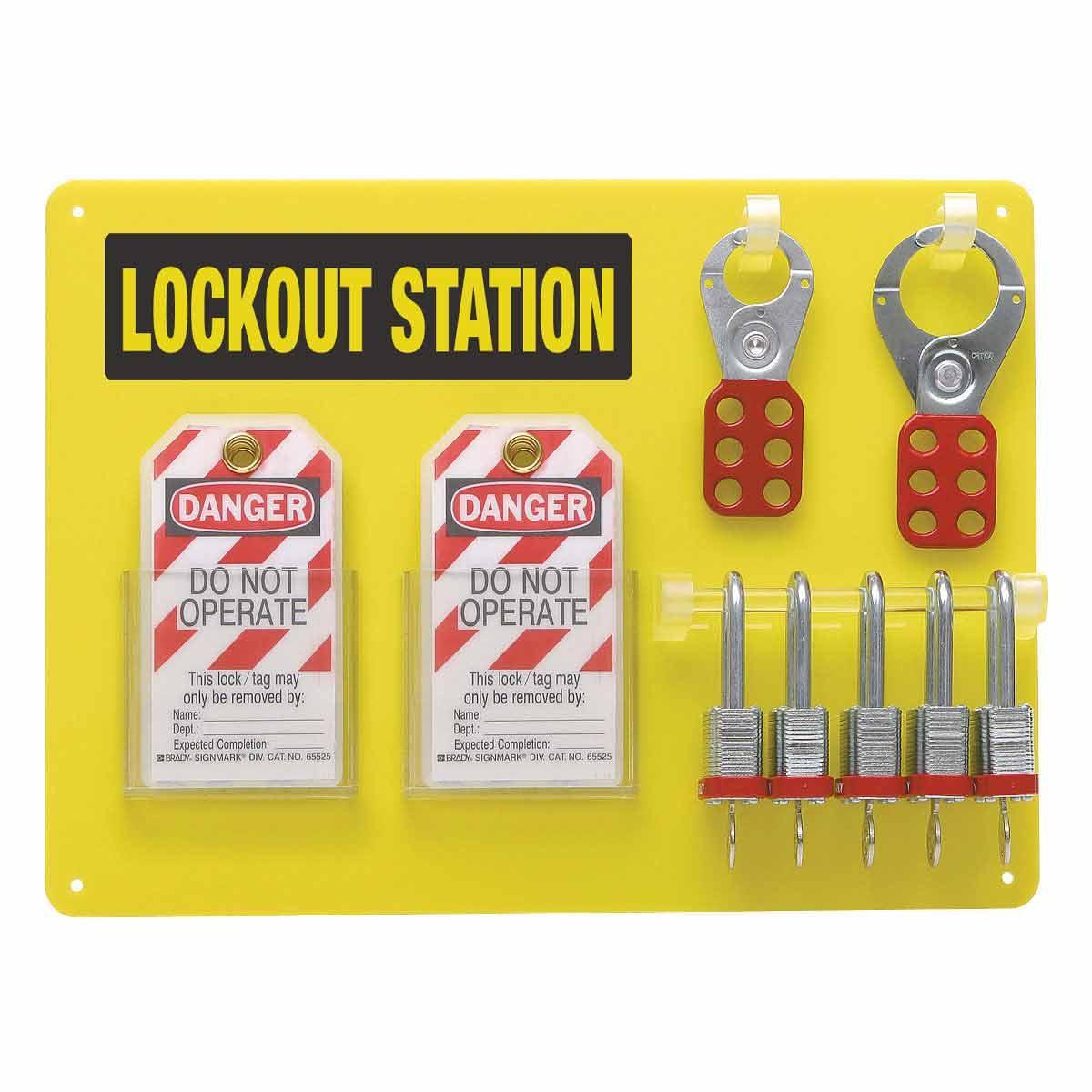 Brady&reg; 65679 Padlock Center Lockout Station Only, 10 Padlocks, 19 in H x 12 in W, Wall Mount, Language: English