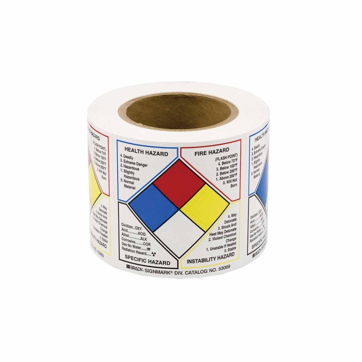 Brady&reg; J50-260-2595 General Purpose Rectangular Ink Jet Label, 3.35 in W, White, B-2595 Adhesive Vinyl Film, 340 per Roll Labels