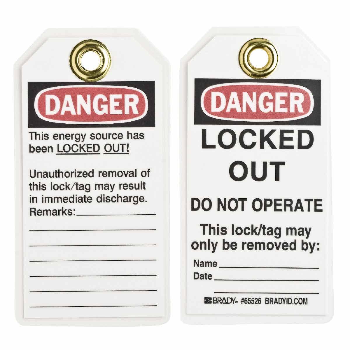 Accuform&reg; TCS361PTP Hot Work Status Tag, 5-3/4 in H x 3-1/4 in W, Black/Yellow, 3/8 in Hole, Plastic