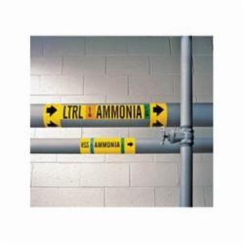Brady&reg; 90447 1HV Style Permanent Acrylic Pipe Marker, AMMONIA HSD VAP HIGH Legend, Black/Blue/Red on Yellow, Fits Pipe Dia: 8 in or Greater, 4 in H x 24 in W, B-946 Vinyl, Adhesive Mount
