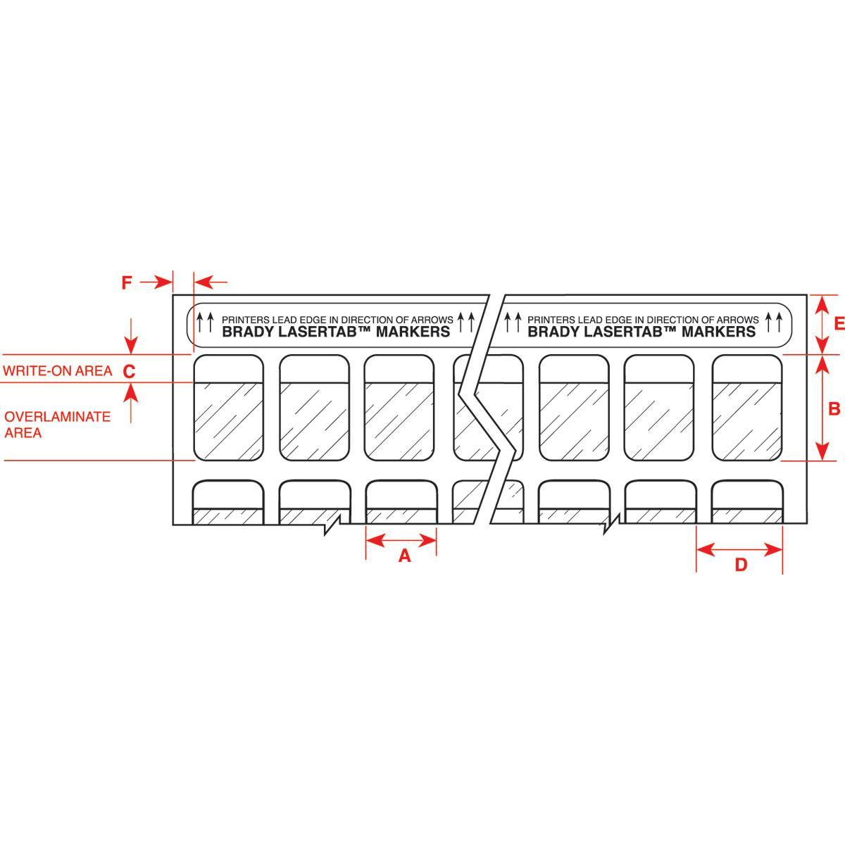 Brady&reg; LaserTab&reg; LAT-15-361-1 Rectangular Self-Laminating Printer Label, 3/4 in L x 1/2 in W, Clear/White, B-361B Polyester