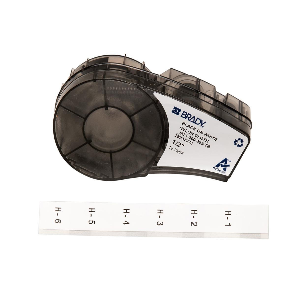 Brady® WM-T-PK WM Series Pre-Printed Solid Letter Wire Marker Card, 1/4 in W, Black on White, B-500 Repositionable Vinyl Coated Fabric, 36 Markers per Card