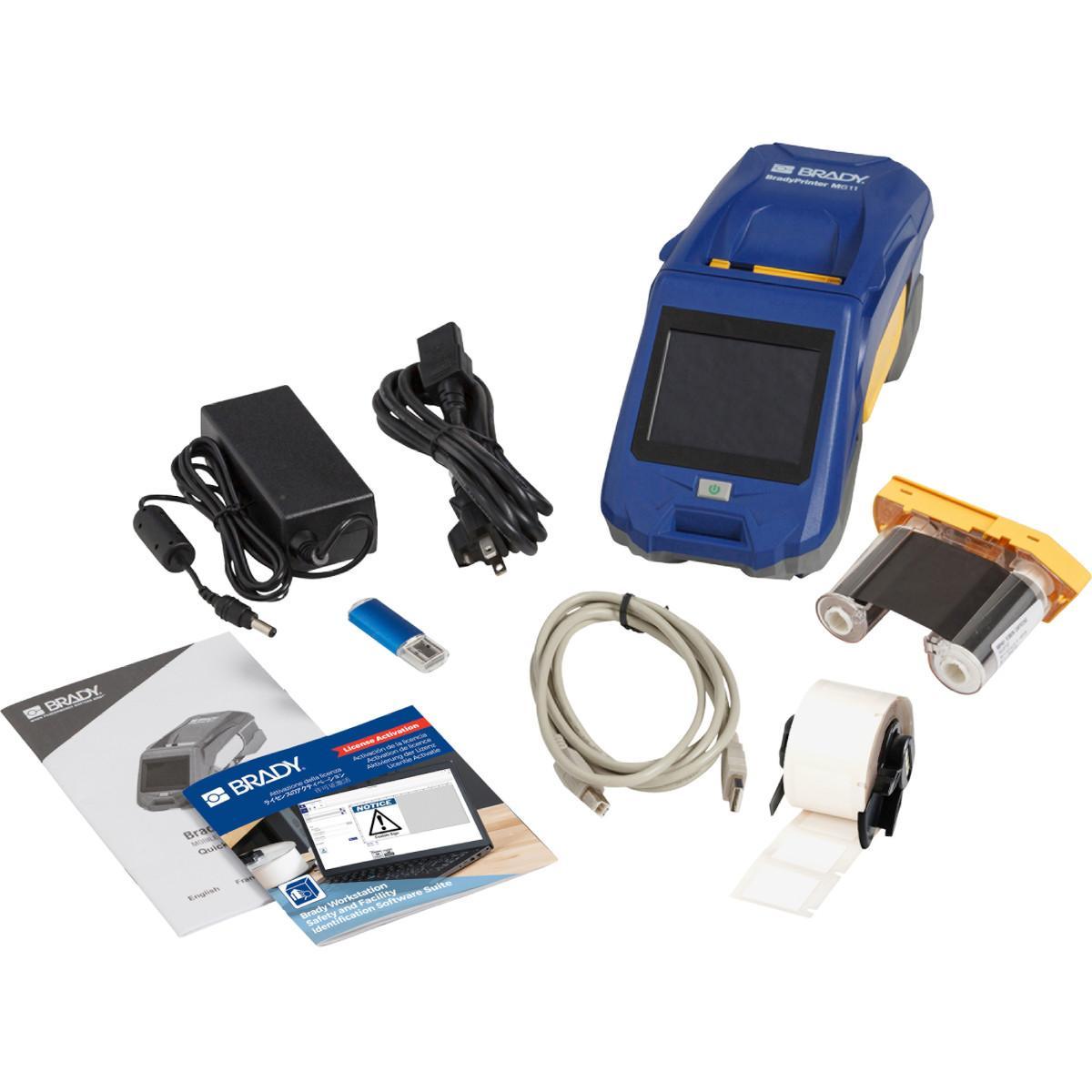 Brady&reg; BMP41-KIT-GI BMP&reg;41 Printer Facility ID Starter Kit, Thermal Transfer Print, 1 in W Tape, 4 to 103 Point Font, Rechargeable NiMH Battery/Optional AA Battery, Color LCD Display