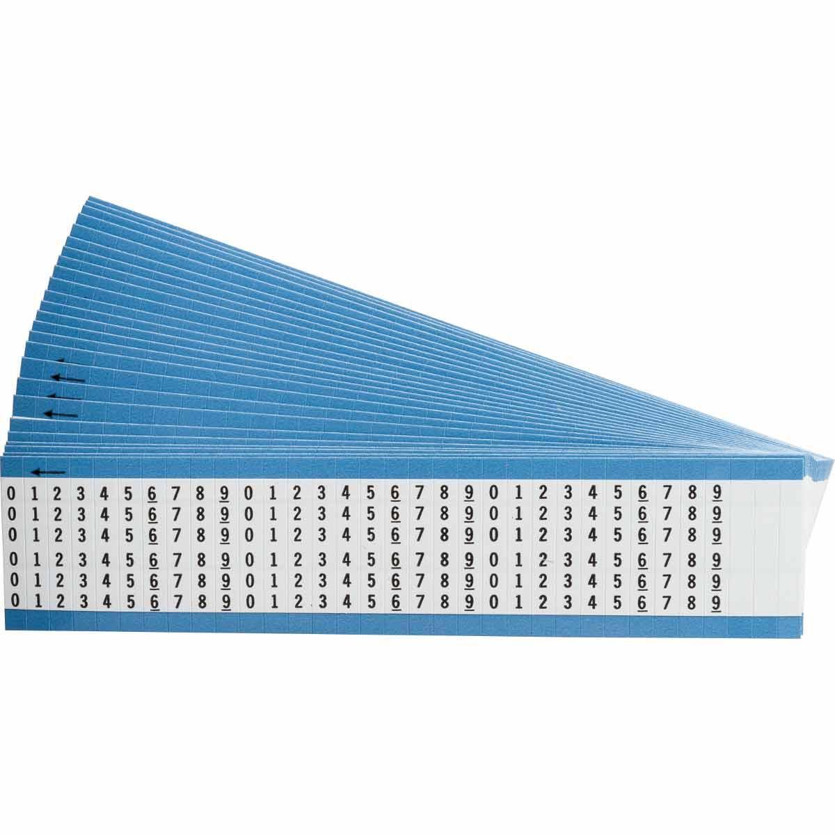 Brady&reg; WM-46-PK WM Series Pre-Printed Solid Number Wire Marker Card, 1/4 in W, Black on White, B-500 Repositionable Vinyl Coated Fabric, 36 Markers per Card
